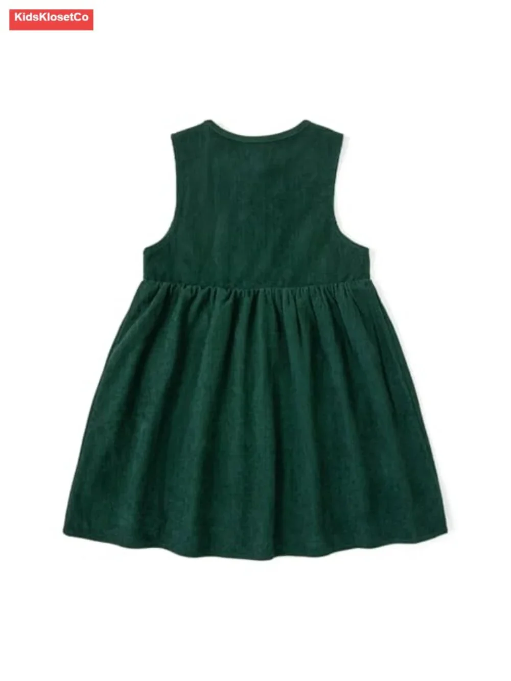 Toddler Fall Corduroy Dress, Sleeveless, Embroidered Hem, Wooden Buttons,